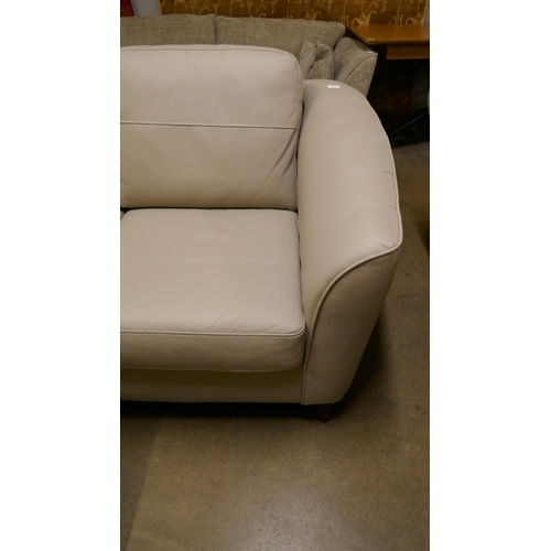 3057 - Grey stone leather corner sofa