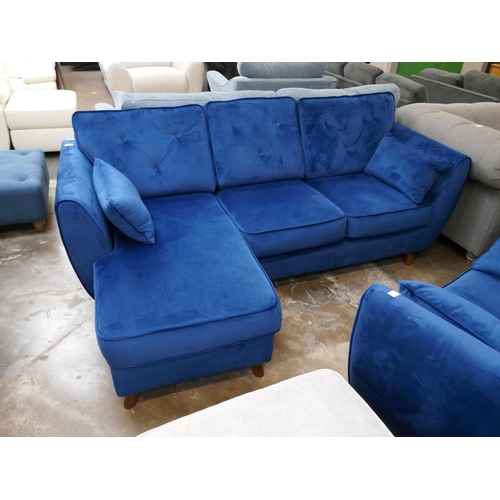 3103 - A blue velvet Hoxton corner sofa