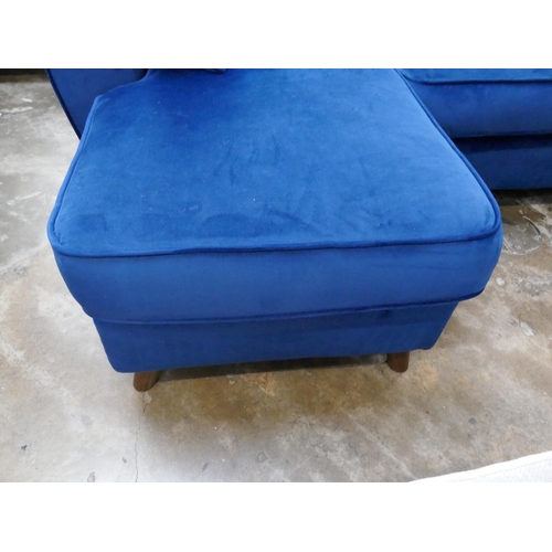 3103 - A blue velvet Hoxton corner sofa