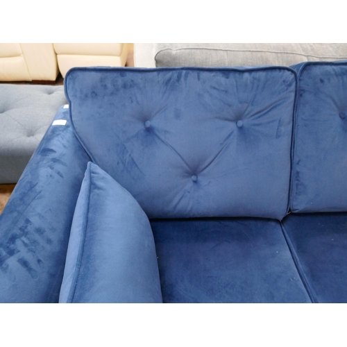 3103 - A blue velvet Hoxton corner sofa