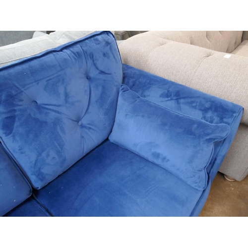 3103 - A blue velvet Hoxton corner sofa