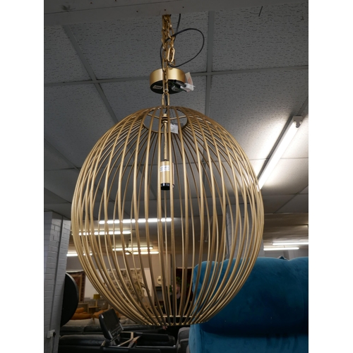 3107 - A large gold wired ceiling pendant