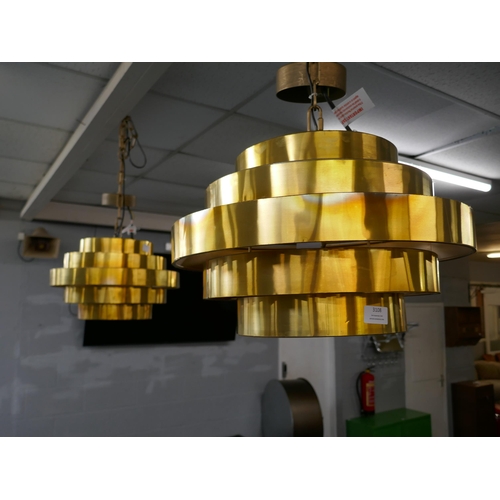 3108 - A pair of gold retro style ceiling pendants