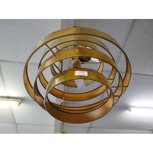 3108 - A pair of gold retro style ceiling pendants