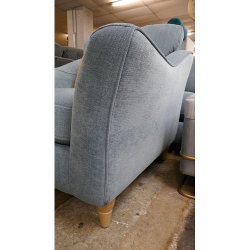 3110 - A blue upholstered three seater sofa and armchair