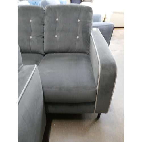 3112 - A grey velvet three seater and two seater sofa