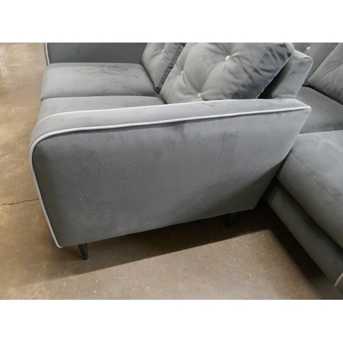 3112 - A grey velvet three seater and two seater sofa