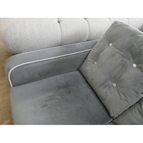 3112 - A grey velvet three seater and two seater sofa