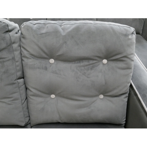 3112 - A grey velvet three seater and two seater sofa