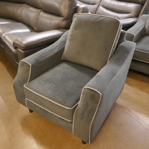 3115 - A grey velvet armchair