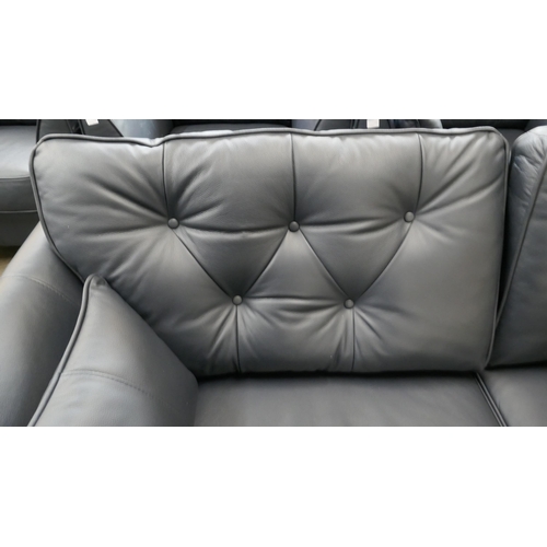 3123 - Hoxton blue leather three seater sofa