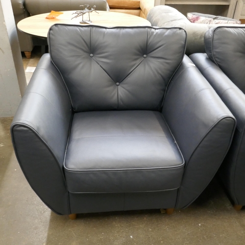 3125 - Hoxton blue leather arm chair