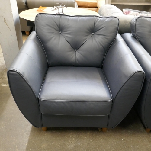 3126 - Hoxton blue leather arm chair