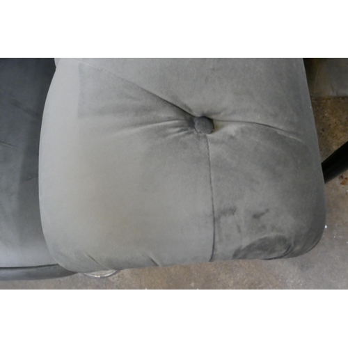 3143 - A grey velvet Chesterfield love seat