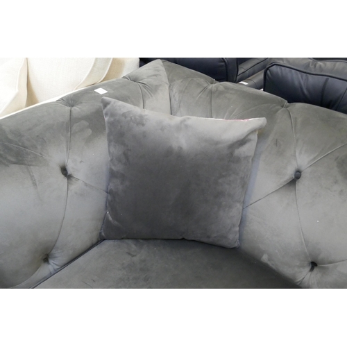 3143 - A grey velvet Chesterfield love seat