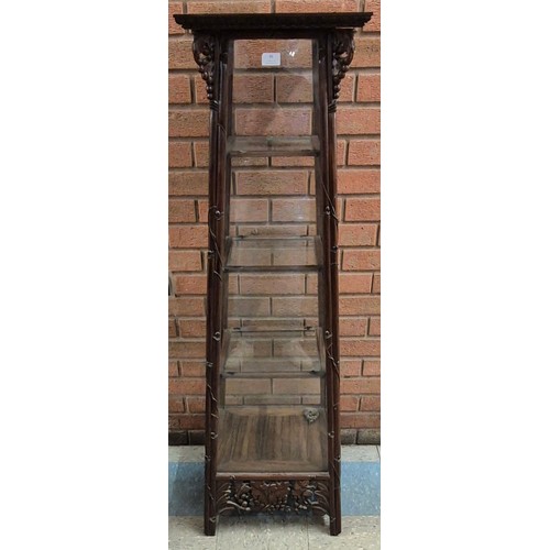 86 - An early 20th Century Chinese carved Hongmu rosewood display cabinet