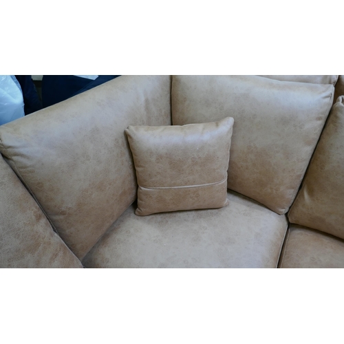 3149 - A large tan suede effect corner sofa