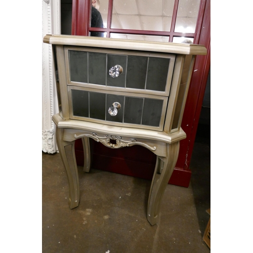 3161 - A two drawer silver mirrored side table