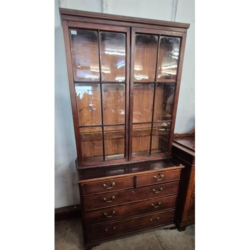 93 - A George III and later mahogany and pine bookcase