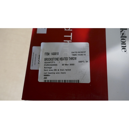 6051 - Brookstone Heated Throw   - This lot requires a UK adapter (334-564) *This lot is subject to Vat