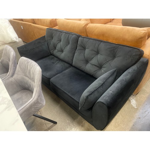 3154 - A Hoxton black velvet three seater sofa - manufacturer's return RRP £799