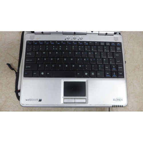 5085 - An Elonex model LNXWB10LSFL Web book laptop with case and a Nextbase 112 Go 720P high definition das... 