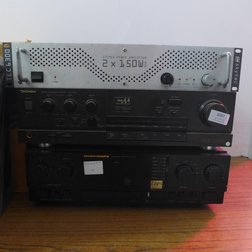 5097 - A quantity of Hifi equipment including a Technics SU-V550 stereo integrated AMP, a Marantz PM-45 int... 