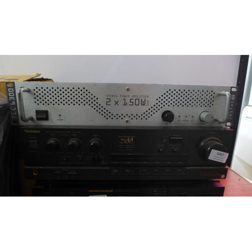 5097 - A quantity of Hifi equipment including a Technics SU-V550 stereo integrated AMP, a Marantz PM-45 int... 