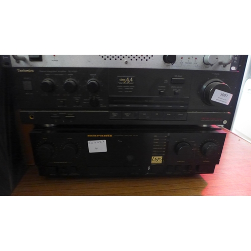 5097 - A quantity of Hifi equipment including a Technics SU-V550 stereo integrated AMP, a Marantz PM-45 int... 