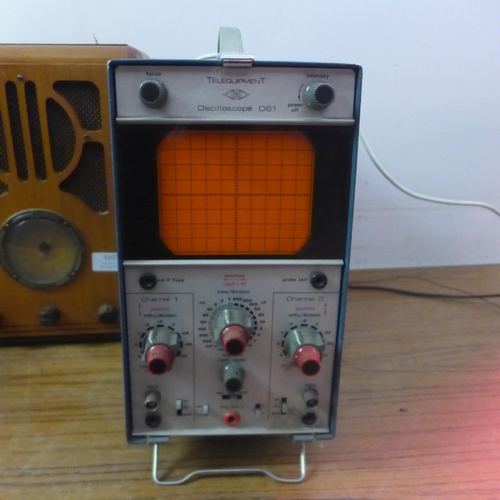 5107 - A collection of vintage electronic items including a BWD model 509A oscilloscope, a Telequipment mod... 