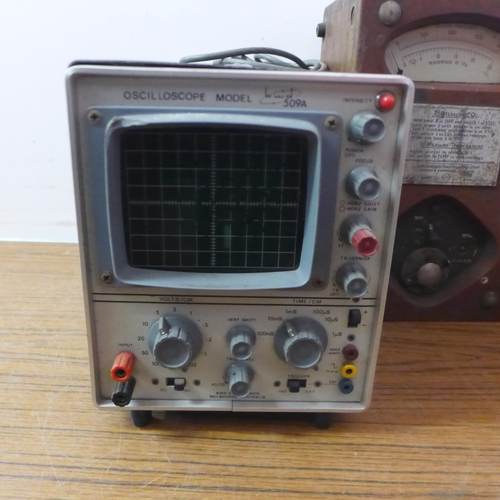 5107 - A collection of vintage electronic items including a BWD model 509A oscilloscope, a Telequipment mod... 