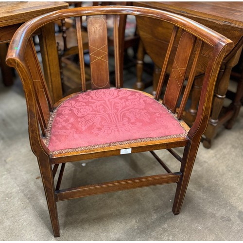 180 - An Edward VII inlaid mahogany tub chair