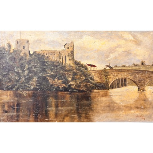 292 - Olive Hind, pair of Newark Castle landscapes, oil on canvas, unframed