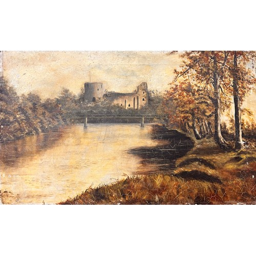 292 - Olive Hind, pair of Newark Castle landscapes, oil on canvas, unframed