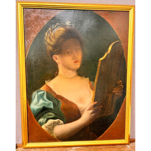 293 - English School (late19th/early 20th Century), portrait of a lady looking into a mirror, oil on canva... 