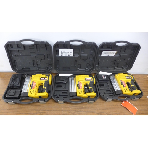 5320 - A quantity of Clarke items including three Clarke contractor CONSN18LIC 18v lithium-ion cordless nai... 