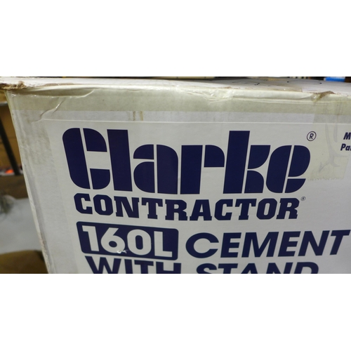 5324 - A Clarke contractor CCM160 large capacity 160 litre cement mixer with stand (8503) *This lot is subj... 