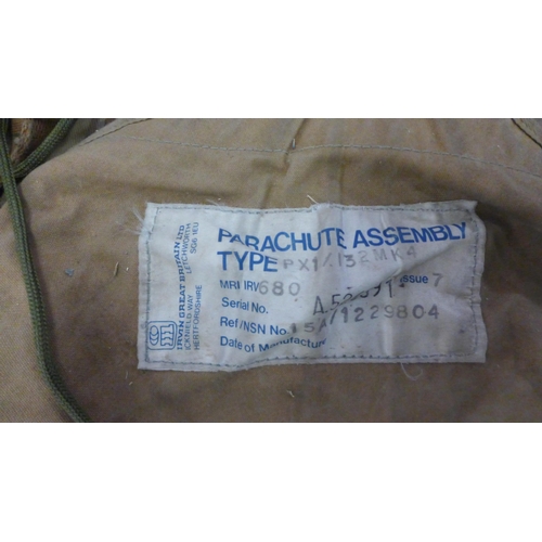 5325 - Two parachutes including Irvin Great Britain pack type PX1/I32/MK1 (outer), pack type PX1/I32/MK2 (i... 