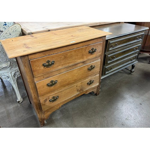 218 - A Victorian pine chest of drawers and a French style chest of drawers