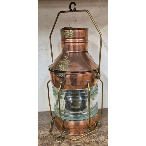 330 - A copper and brass harbourmaster lamp