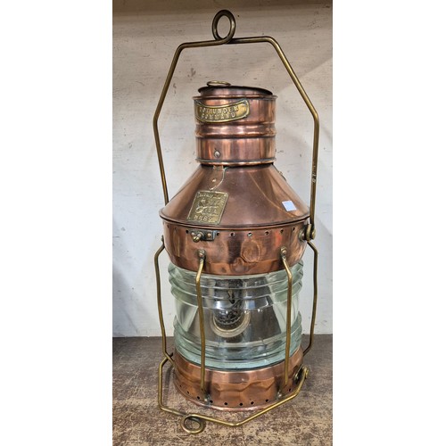 331 - A copper and brass harbourmaster lamp