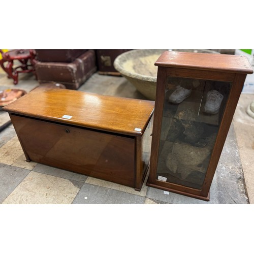 260 - A mahogany fitted cabinet and an oak display cabinet