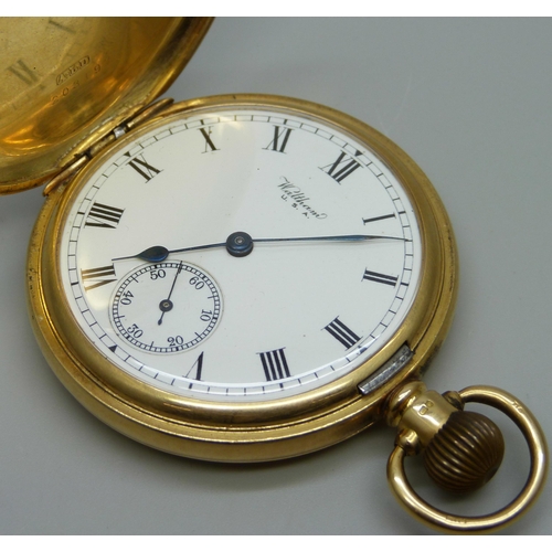 1020 - An 18ct gold Waltham pocket watch in a Dennison case, monogram to the case, inner case bears inscrip... 