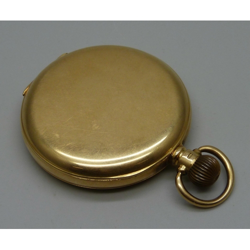 1020 - An 18ct gold Waltham pocket watch in a Dennison case, monogram to the case, inner case bears inscrip... 