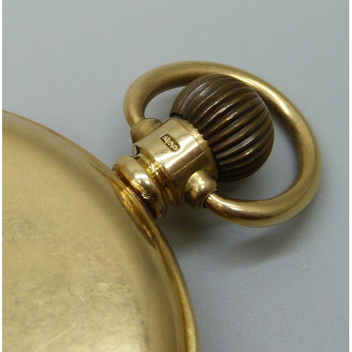 1020 - An 18ct gold Waltham pocket watch in a Dennison case, monogram to the case, inner case bears inscrip... 