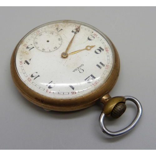 1026 - A gold-filled Omega pocket watch, 6492725, screw back case