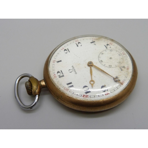 1026 - A gold-filled Omega pocket watch, 6492725, screw back case