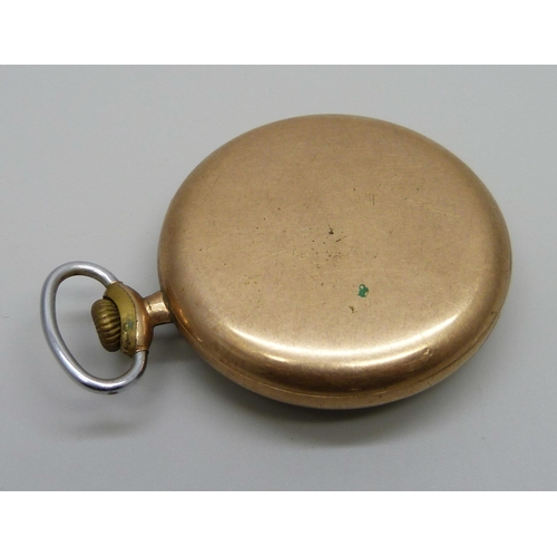 1026 - A gold-filled Omega pocket watch, 6492725, screw back case