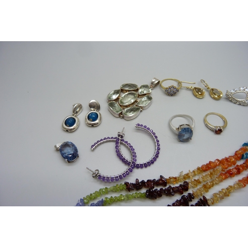 1044 - A collection of silver and gemstone jewellery including Gemporia