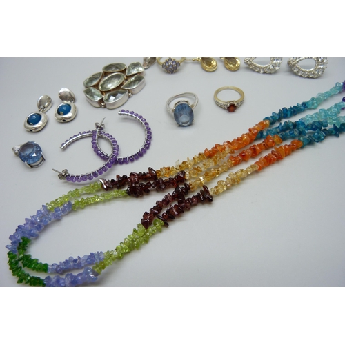 1044 - A collection of silver and gemstone jewellery including Gemporia